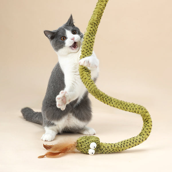 Lovely & Delicate Forest Snake Tease Cat Wand With Feathers
