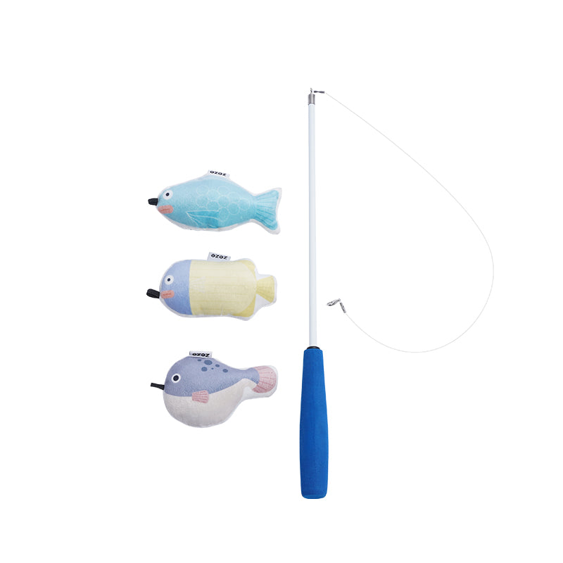 Seacanl Telescopic Reel Cat Fishing Rod, Durable Cat Fishing Rod Cat Toy  Cotton Material: Grass carp + fishing rod